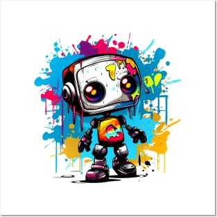 Cute cartoon Robot. Funny cyborg. Posters and Art